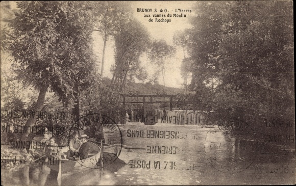 Ak Brunoy Essonne, L&#39;Yerres aux vannes du Moulin de Rochops