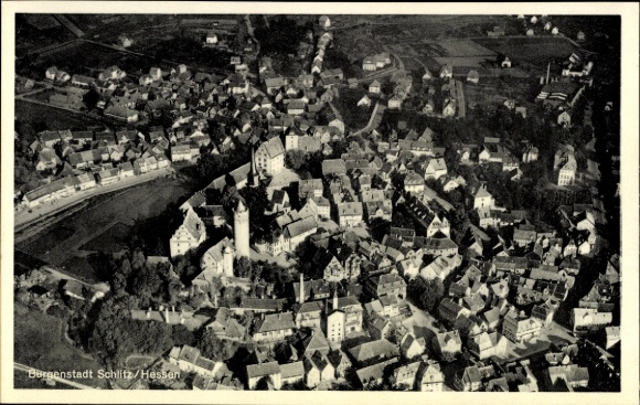 Ak Schlitz in Hessen, luchtfoto van de stadskastelen