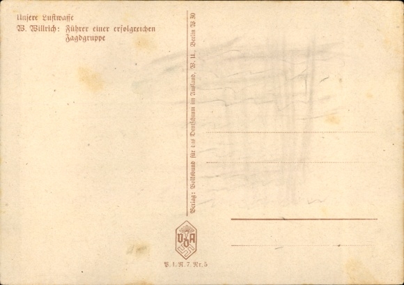 Artist Postcard Willrich, Wolfgang, leader of a successful hunting group, Luftwaffe, VDA P 1 R 7 No. 5
