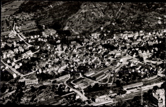 Postcard Grötzingen Baden Württemberg, aerial photograph