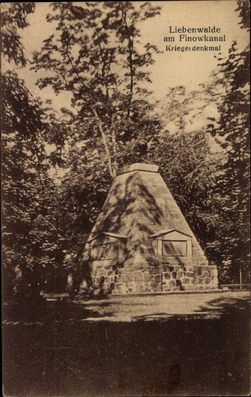 Postcard Liebenwalde on the Finow Canal, war memorial