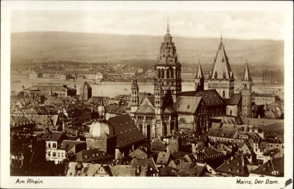 PC Mainz on the Rhine, The Cathedral, On the Rhine, View, Real Photography
