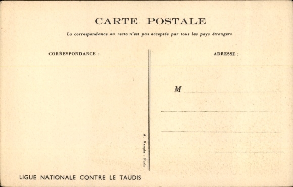 Artist Postcard Poulbot, Franciscque, You're afraid of spiders, Ligue Nationale against the Taudis