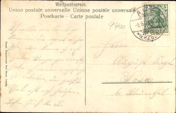 Postcard Aue in the Erzgebirge of Saxony, view of king Friedrich August Warte