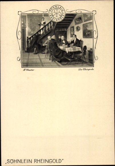 Artist PC Vautier, the wine tasting, advertising, Söhnlein Rheingold, sparkling wine