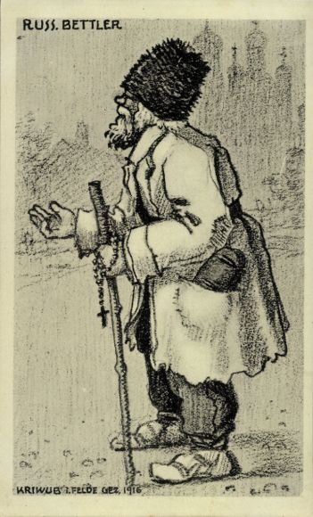 Künstler Ak Russischer Bettler, 1. WK, 1916