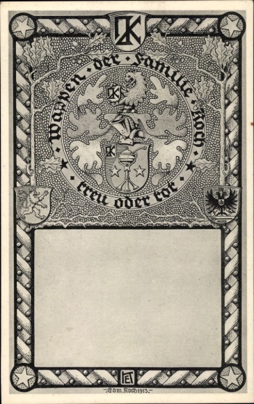 Coat of arms Postcard Meura in Thuringia, coat of arms of the Koch family, loyal or dead