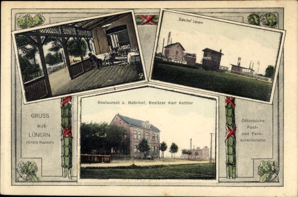 Ak Lünern Unna im Ruhrgebiet, Bahnhof, Restaurant zum Bahnhof