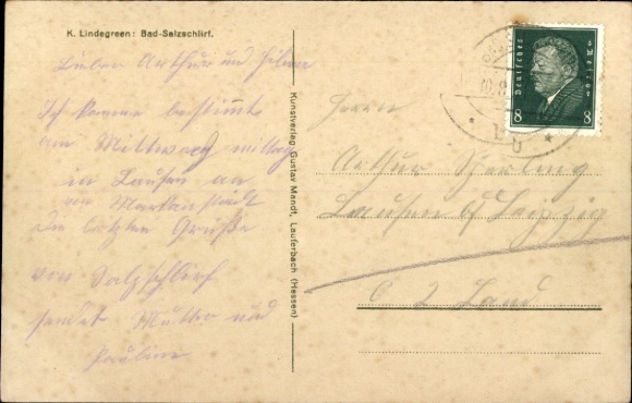 Artist Postcard Lindegreen, K., Bad Salzschlirf in Hesse, partial view, garden