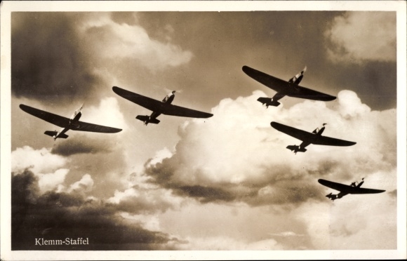 Postcard Klemm Staffel, Luftwaffe, fighter planes