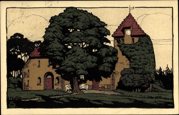Steindruck Ak Thomasburg Niedersachsen, Kirche anno 1059