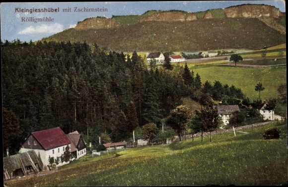 Ak Kleingiesshübel Reinhardtsdorf Schöna in Saksen, Rölligmühle, Zirnstein