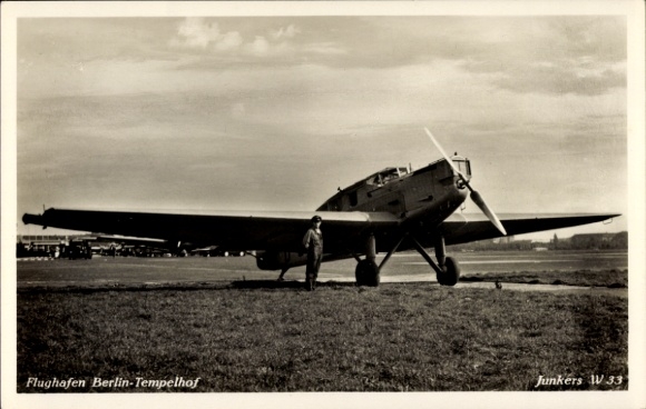 Ak Berlin Tempelhof, Flughafen, Junkers W33