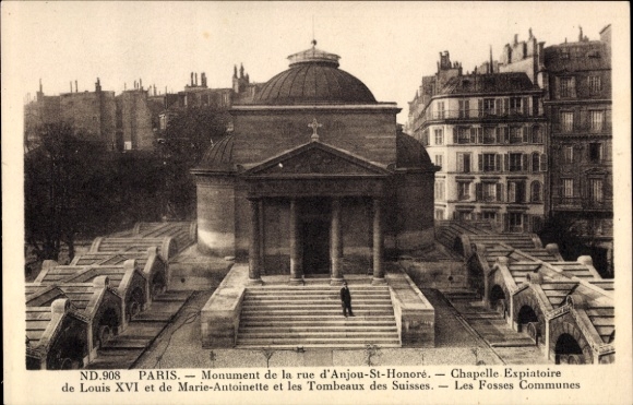 CPA Parijs VIII Elysée, Monument de la rue d'Anjou-St-Honoré, Chapelle Expiatoire de Louis XVI