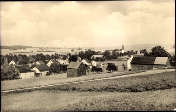 Postcard Bärenwalde Crinitzberg in Saxony, town view with church