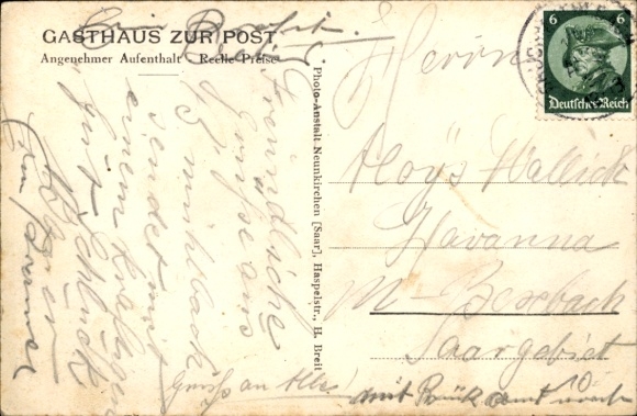 Ak Bruchmühlbach in der Pfalz, Gesamtansicht, Gasthaus zur Post