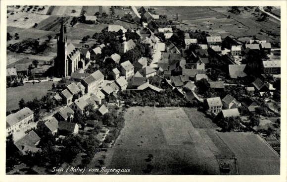 Postcard Sien on the Nahe, aerial photograph