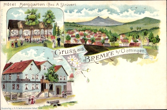 Chromo-Litho Bremke Gleichen district of Göttingen, Hotel Berggarten, total view