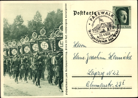 Postal stationery PC Nazi Party Rally Nuremberg, standard bearer, NSDAP