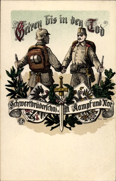 Ak Schwertbrüderschaft im Kampf und Not, Deutscher und österreichischer Soldat, I. WK