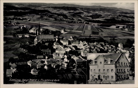 Ak Tittling im Dreiburgenland Niederbayern, Fliegeraufnahme, Gasthaus Habereder