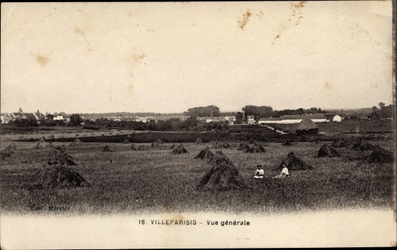 Ak Villeparisis Seine et Marne, vue générale du village, enfants sur les champs