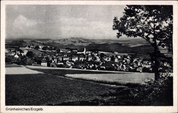 Postcard Grünhainichen Saxony, partial view