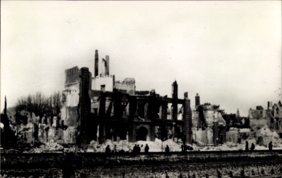 Ak Middelburg Zeeland Niederlande, Oost Indisch Huis, Kriegszerstörung II. WK