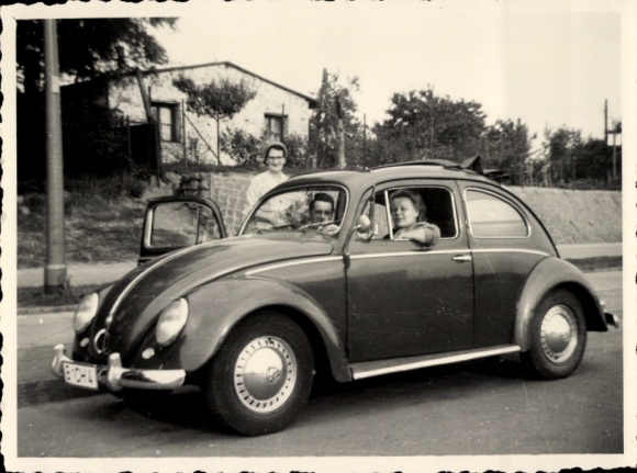 Foto VW Käfer, Automobil, Personen, Manfred, Wohnhaus, Boisdorf 1956
