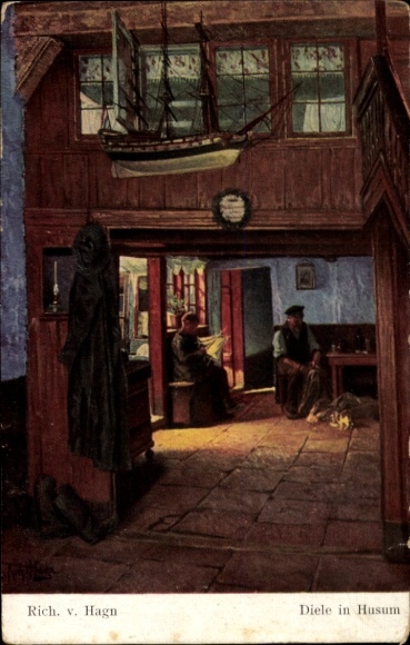 Künstler Ak von Hagn, Rich., Husum in Nordfriesland, Diele