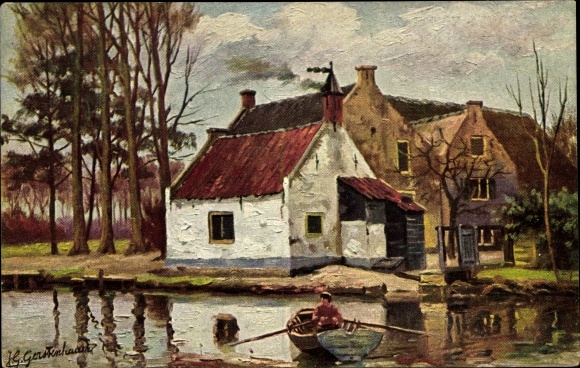 Artist PC Gerstenhauer, Johann Georg, Dutch village motif