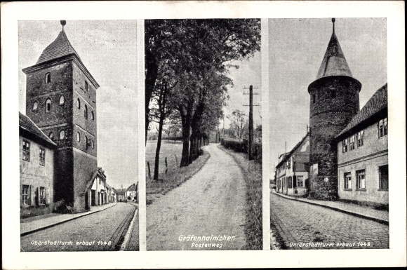 Ak Gräfenhainichen, Oberstadtturm, Unterstadtturm, Poetenweg