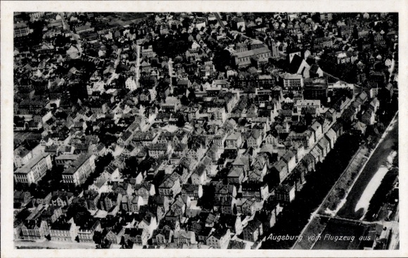 Postcard Augsburg in Schwaben, aerial photograph