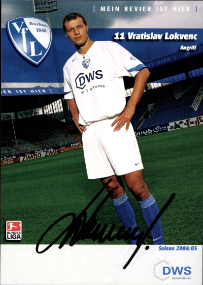 Autograph card footballer Vratislav Lokvenc, VfL Bochum, autograph