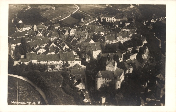 Postcard Meersburg on Lake Constance, aerial photograph