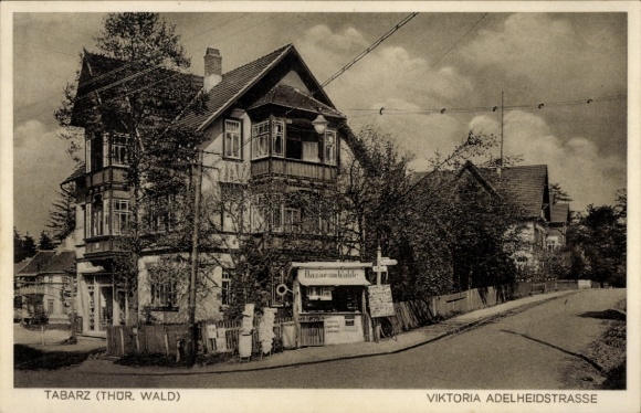 Postcard Tabarz in the Thuringian Forest, Viktoria Adelheidstraße, Bazar am Walde