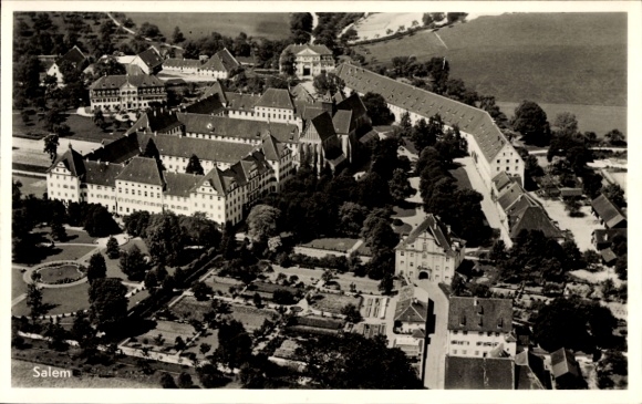 Postcard Salem in the Bodenseekreis Baden, Imperial Abbey, aerial photograph