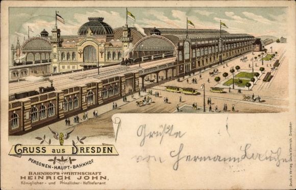 Chromo-Litho Dresden Old Town Seevorstadt, Main Station
