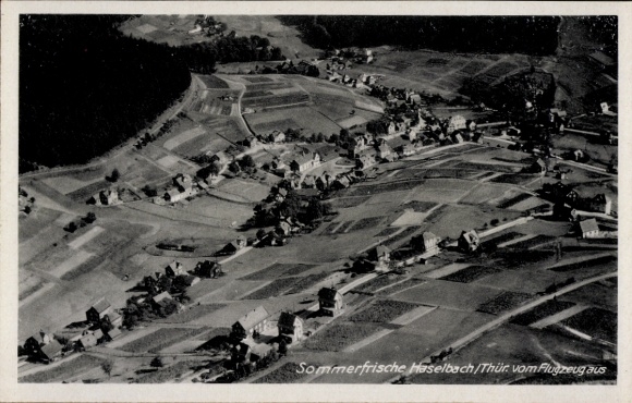 Postcard Haselbach Sonneberg in Thuringia, aerial photograph