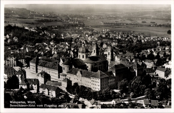 Postcard Weingarten in Württemberg, aerial photograph