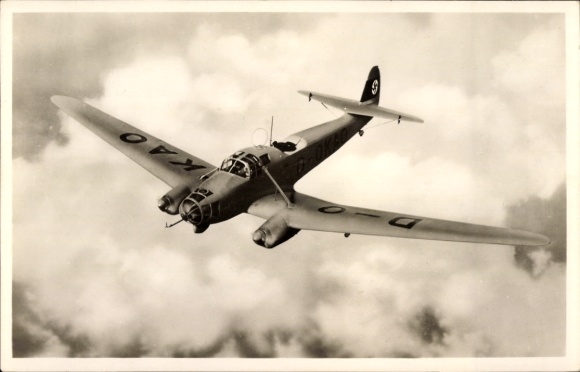 Postcard Focke Wulf FW 58 Weihe, German Wehrmacht, Luftwaffe, fighter aircraft, D-OKAO, II. WW
