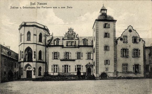 Postcard Bad Nassau an der Lahn, Castle, Birthplace of Baron vom u. zum Stein