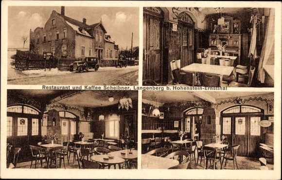 Postcard Langenberg Callenberg in the Zwickau district, restaurant and coffee Scheibner