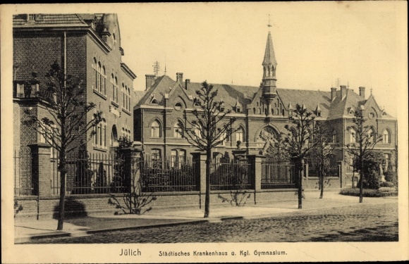 Ak Jülich in Nordrhein Westfalen, Städt.Krankenhaus, Kgl. Gymnasium