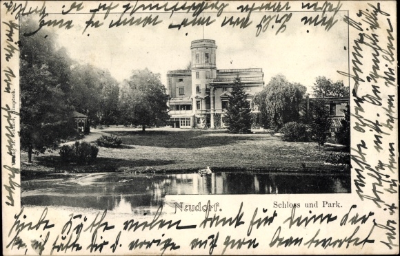 Postcard Neudorf Diemelstadt Hesse?, castle, park