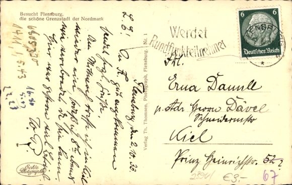 Postcard Flensburg in Schleswig Holstein, Panorama, Jürgensby, Church