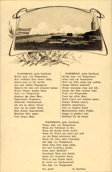 Ak Wangerooge in Friesland, Gesamtansicht, Gedicht