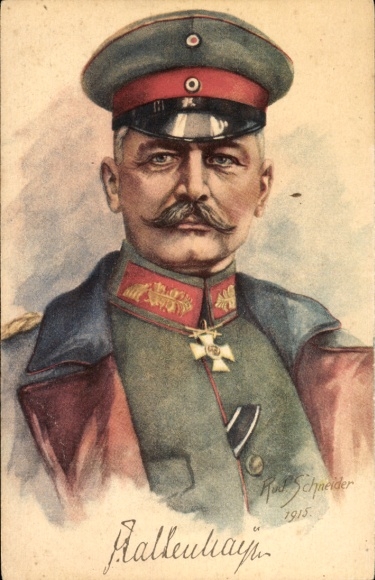 Artist Postcard Schneider, Rud., General Erich von Falkenhayn, Cigarette Factory Georg A. Jasmatzi AG