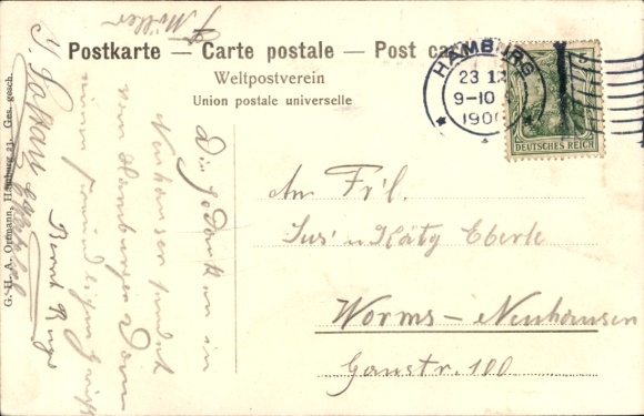 Passepartout Postcard Hamburg Mitte Neustadt, Neuer Jungfernstieg, Lifebuoy