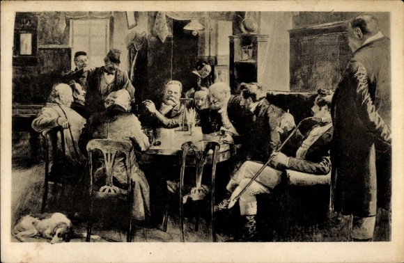Artist PC Neubrandenburg in Mecklenburg, Fritz Reuter at the regulars&#39; table in the Ratskeller
